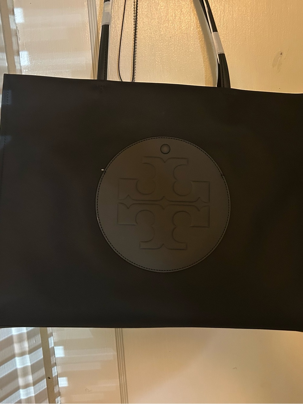 Tory Burch Black Nylon Tote with Embossed Logo